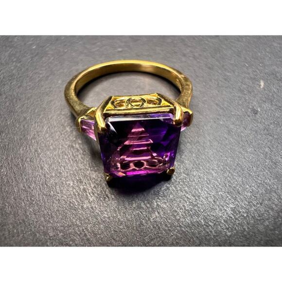 NEW African amethyst ring in vermeil yellow gold size 9 - Picture 5 of 16